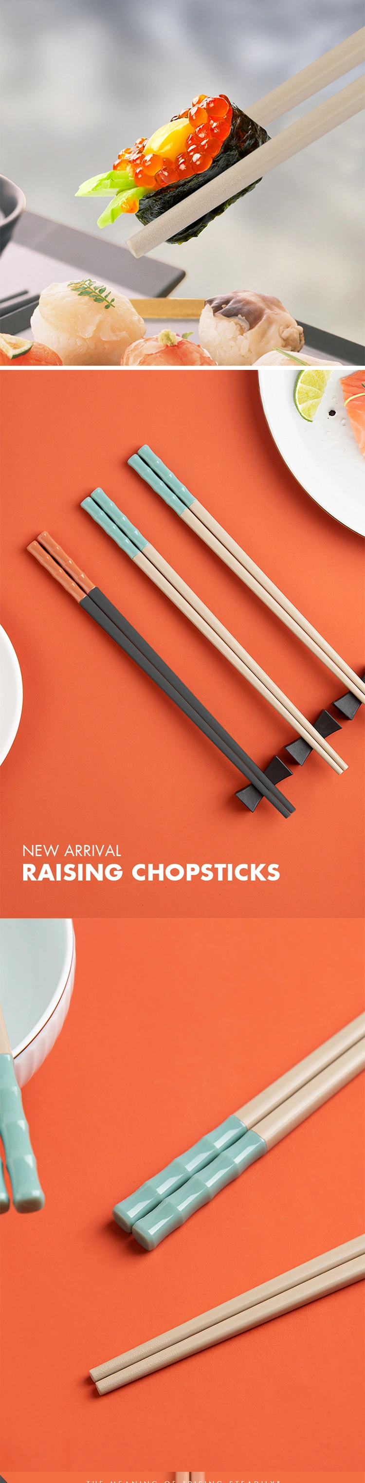 Bamboo Pattern Pet Fiberglass Chopsticks with Anti Slip Head Design