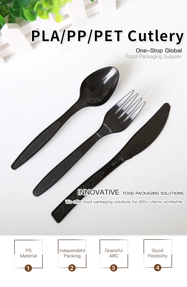 Disposable OEM PP/PS/PLA Flatware Cutlery Sets Flight Plastic Spoon Fork and Knife Kit Plastic Cutlery Packaging