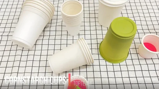 Tazza di amido di mais in plastica usa e getta compostabile biodegradabile al 100% per riunioni di hotel e occasioni domestiche